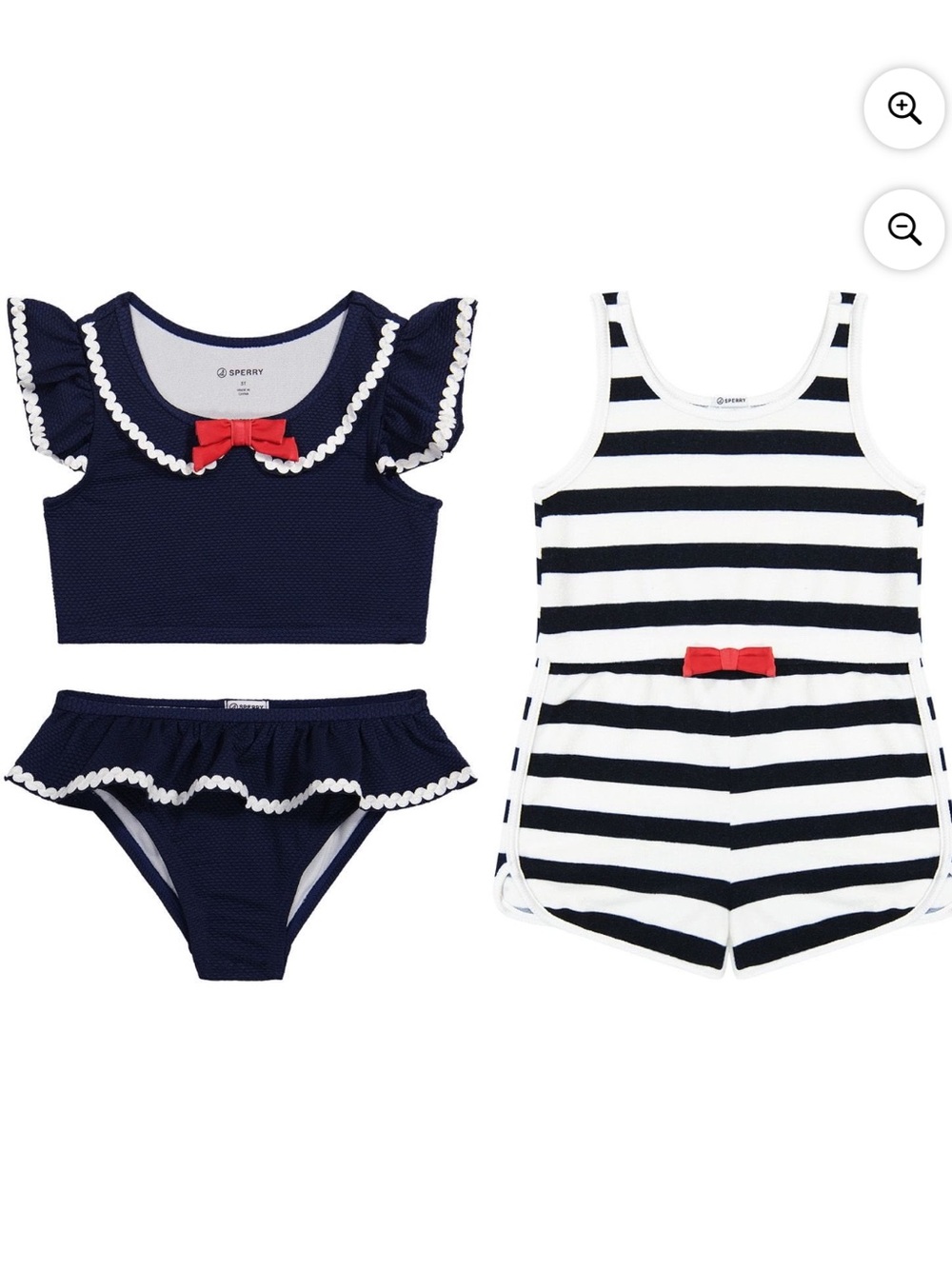 Sperry Navy, White & Red Girls 3-Piece Nautical Swim Set size 5t